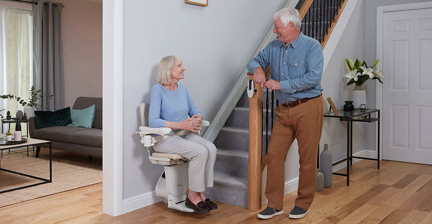 Couple With a Rental Stairlift
